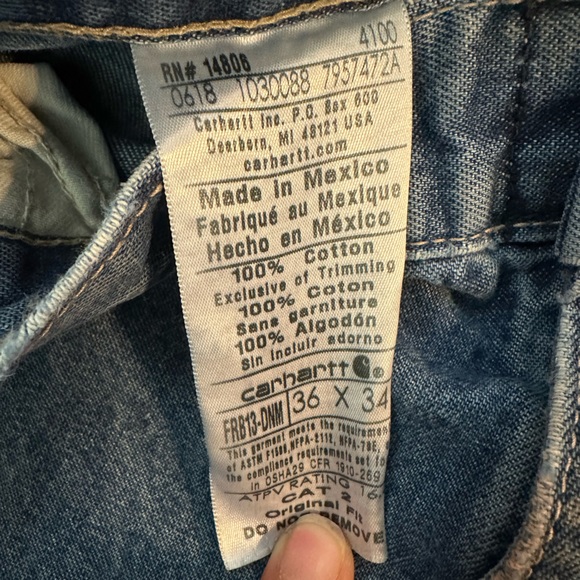 Distressed Carhartt Mens Jean 36x34 CAT 2 FR - Picture 5 of 5